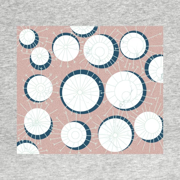 Retro Atomic Abstract Dandelion Clocks on Salmon by MarbleCloud